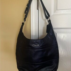 Coach F17116 Navy Blue Saddle Leather Shoulder Bag